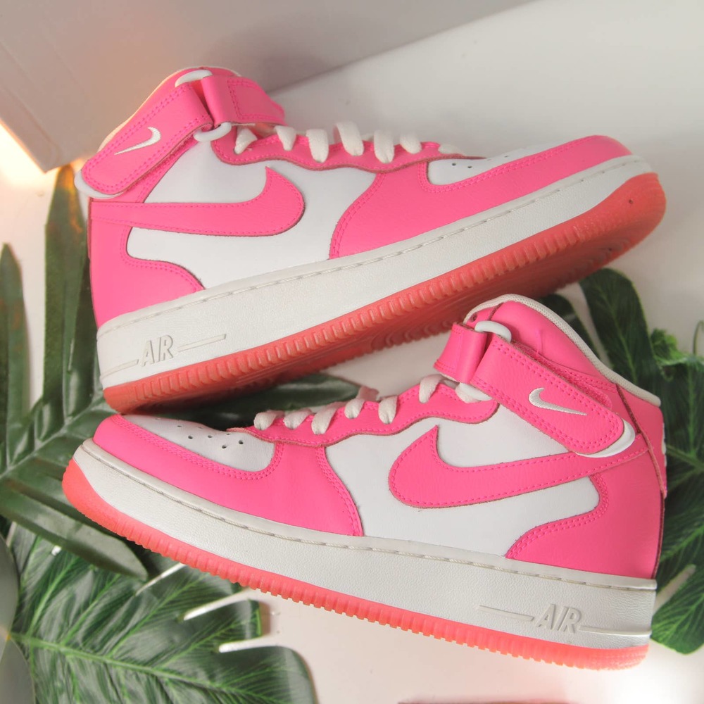 Nike Af1 Air Force 1 Mid Pink White Sneakers size 6youth/7.5womens/38EU 001536 - Picture 6 of 8